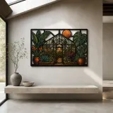 Tropical Greenhouse with Monstera and Bird of Paradise Colorful Metal Wall Art