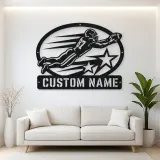 Personalized Number 87 Diving Receiver Stars Metal Wall Art