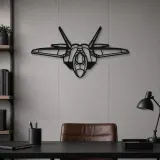 Silhouette d'avion F-22 Raptor Angle en métal, Décoration murale en métal, Décor aéronautique, Décor d'aviation