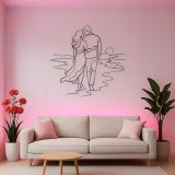 Beach Walk Pair Metal Wall Art | Romantic Couple Decor