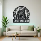 Personalized Tractor Farm Metal Wall Art with Barn Scene