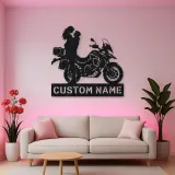 Personalized Adventure Motorcycle Couple Metal Wall Art