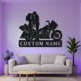 Personalized Touring Motorcycle Family of Three Metal Wall Art