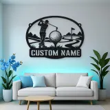 Personalized Golfer Metal Wall Art with Fairway Scene