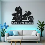 Personalized Touring Motorcycle Family of Three Metal Wall Art