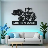 Personalized Compact Wheel Loader Raised Bucket Metal Wall Art