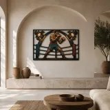 Boxing Champion Training inside the Ring Colorful Metal Wall Art