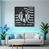 Personalized Female Softball Player Bat on Shoulder Metal Wall Art