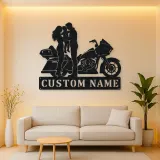 Personalized Touring Motorcycle Family of Three Metal Wall Art