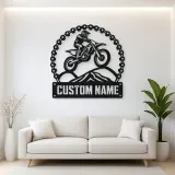Personalized Motocross Rider Metal Wall Art with Mountain Jump