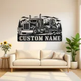 Personalized Heavy Haul Truck and Bulldozer Metal Wall Art