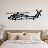 Silhouette en métal du UH-60 Black Hawk, Décoration murale en métal, Décor aéronautique, Décorateur aviateur