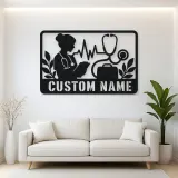 Personalized Doctor Nurse Metal Wall Art with Stethoscope
