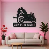 Personalized Sport Motorcycle Couple Metal Wall Art