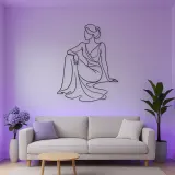 Seated Dress Flow Metal Wall Art | Fashion Figure Wall Decor