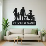 Personalized Motocross Family with Mini Dirt Bike Metal Wall Art