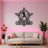 Personalized Baseball Batter Star Badge Metal Wall Art