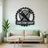 Personalized Woodworker Tools Metal Wall Art with Saw Blade