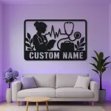 Personalized Doctor Nurse Metal Wall Art with Stethoscope