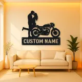 Personalized Cafe Racer Couple Metal Wall Art