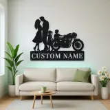 Personalized Classic Motorcycle Family of Four Metal Wall Art