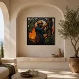 Electrician Working on Panel at Sunset Colorful Metal Wall Art