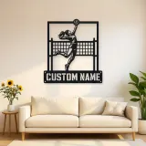 Personalized Volleyball Player Metal Wall Art with Spike Pose