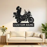 Personalized Adventure Motorcycle Couple Metal Wall Art