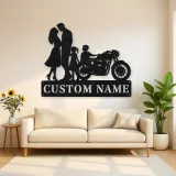 Personalized Classic Motorcycle Family of Four Metal Wall Art