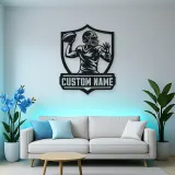 Personalized Quarterback Passing Shield Metal Wall Art