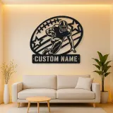Personalized Running Back Stars and Stripes Metal Wall Art