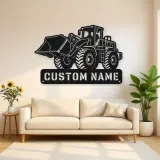 Personalized Heavy Wheel Loader Raised Bucket Metal Wall Art