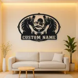 Personalized Two Horse Metal Wall Art with Horseshoe Frame