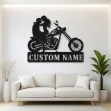 Personalized Chopper Couple Metal Wall Art