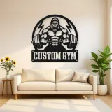 Personalized Gorilla Powerlifting Metal Wall Art for Gym Decor