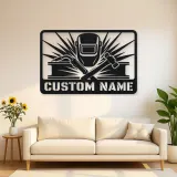 Personalized Welder Metal Wall Art with Torch and Hammer