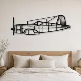 Insegna in metallo silhouette dell'aereo F4U-1A Corsair, Silhouette di aerei in metallo, Decorazione da parete aviatore