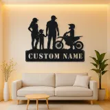 Personalized Motocross Family with Mini Dirt Bike Metal Wall Art