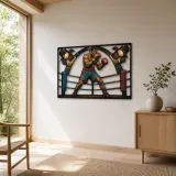 Boxing Champion Training inside the Ring Colorful Metal Wall Art