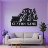 Personalized Backhoe Loader Front and Rear Bucket Metal Wall Art