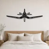 Insegna in metallo silhouette dell'aereo F4U Corsair Front, Silhouette di aerei in metallo, Decorazione da parete aviatore