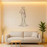 One Shoulder Gown Metal Wall Art | Fashion Figure Wall Decor