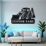 Personalized Backhoe Loader Front and Rear Bucket Metal Wall Art