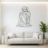 Seated Knee Embrace Metal Wall Art | Feminine Figure Wall Decor