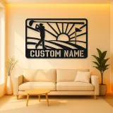 Personalized Golf Swing Metal Wall Art with Fairway