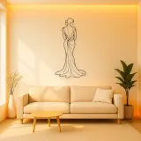 Silk Gown Back Pose Metal Wall Art | Fashion Figure Wall Decor