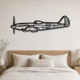 Silhouette d'avion Spitfire MK XIV en métal, Décoration murale en métal, Décor aéronautique, Décor d'aviation