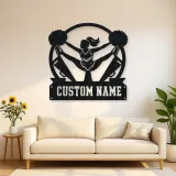 Personalisierte Metall-Wandkunst Cheerleader mit Pompons
