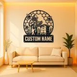 Personalized Beekeeper Honeycomb Frame and Hive Metal Wall Art