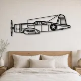 Insegna in metallo silhouette dell'aereo F4U Corsair, Silhouette di aerei in metallo, Decorazione da parete aviatore